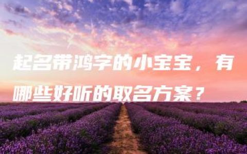 起名带鸿字的小宝宝，有哪些好听的取名方案？