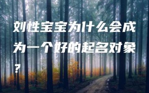 刘性宝宝为什么会成为一个好的起名对象？