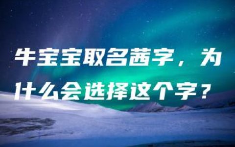 牛宝宝取名茜字，为什么会选择这个字？