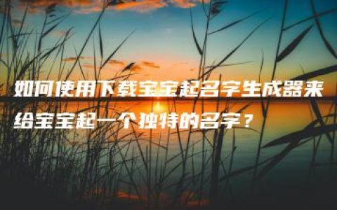 如何使用下载宝宝起名字生成器来给宝宝起一个独特的名字？