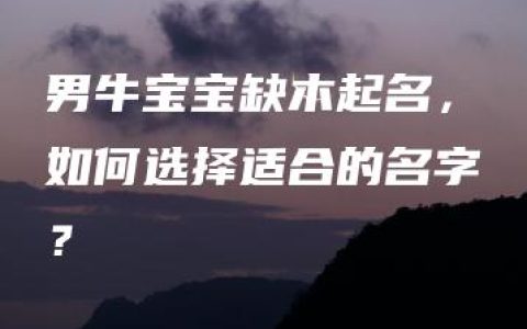 男牛宝宝缺木起名，如何选择适合的名字？