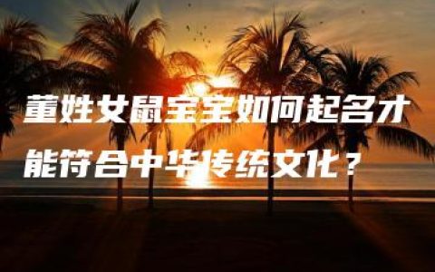 董姓女鼠宝宝如何起名才能符合中华传统文化？