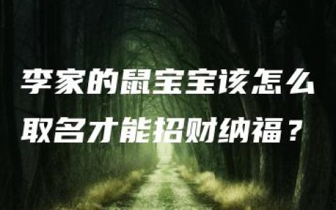 李家的鼠宝宝该怎么取名才能招财纳福？