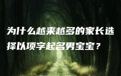 为什么越来越多的家长选择以项字起名男宝宝？