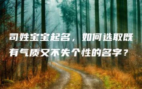 司姓宝宝起名，如何选取既有气质又不失个性的名字？