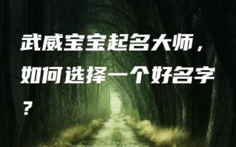 武威宝宝起名大师，如何选择一个好名字？