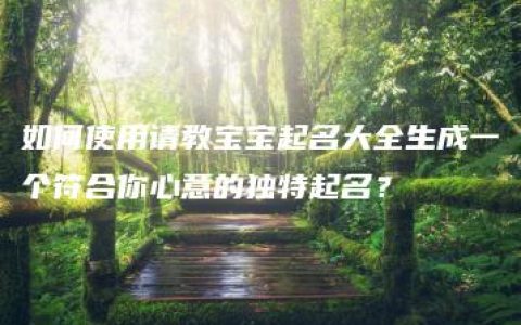 如何使用请教宝宝起名大全生成一个符合你心意的独特起名？