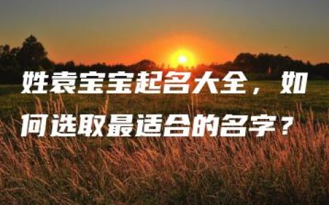 姓袁宝宝起名大全，如何选取最适合的名字？