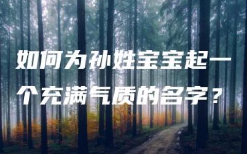 如何为孙姓宝宝起一个充满气质的名字？