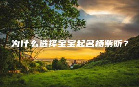 为什么选择宝宝起名杨紫昕？