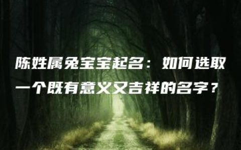 陈姓属兔宝宝起名：如何选取一个既有意义又吉祥的名字？