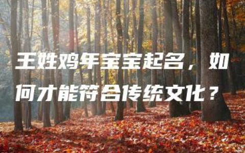 王姓鸡年宝宝起名，如何才能符合传统文化？