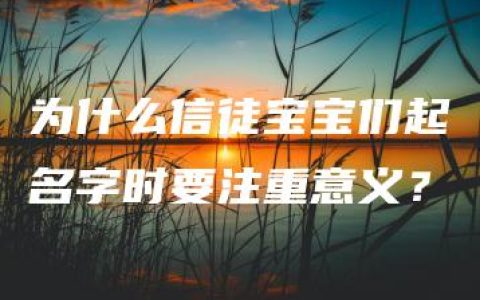 为什么信徒宝宝们起名字时要注重意义？