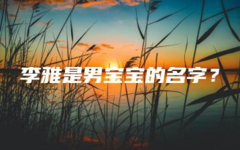 李雅是男宝宝的名字？