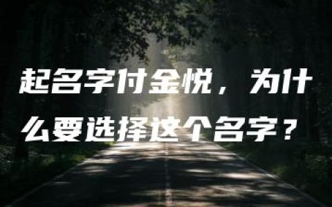 起名字付金悦，为什么要选择这个名字？