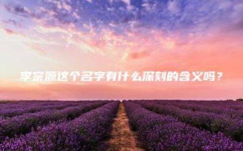 李宗源这个名字有什么深刻的含义吗？