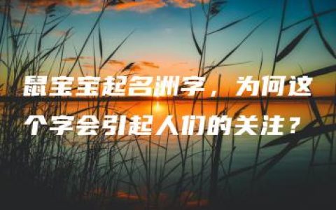 鼠宝宝起名洲字，为何这个字会引起人们的关注？