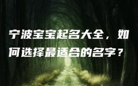 宁波宝宝起名大全，如何选择最适合的名字？