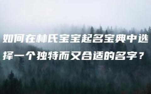 如何在林氏宝宝起名宝典中选择一个独特而又合适的名字？