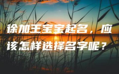 徐加王宝宝起名，应该怎样选择名字呢？