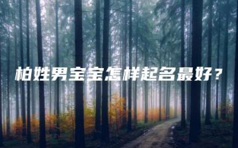 柏姓男宝宝怎样起名最好？