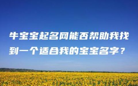 牛宝宝起名网能否帮助我找到一个适合我的宝宝名字？