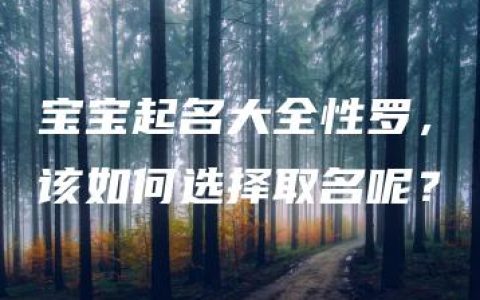 宝宝起名大全性罗，该如何选择取名呢？