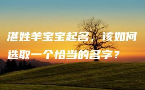 湛姓羊宝宝起名，该如何选取一个恰当的名字？