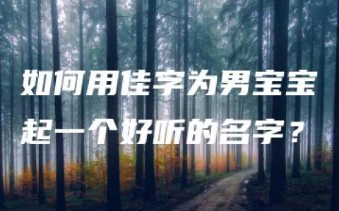 如何用佳字为男宝宝起一个好听的名字？