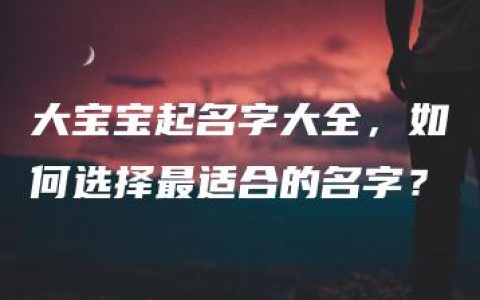 大宝宝起名字大全，如何选择最适合的名字？