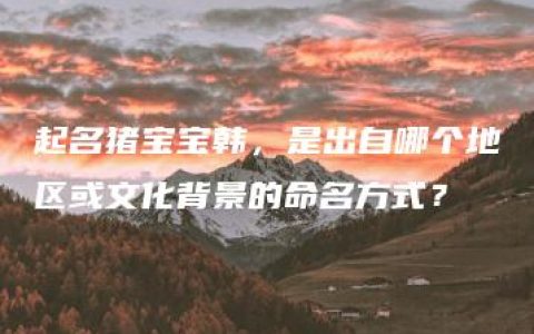 起名猪宝宝韩，是出自哪个地区或文化背景的命名方式？