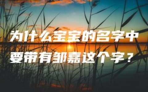 为什么宝宝的名字中要带有邹嘉这个字？