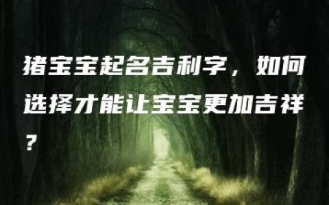 猪宝宝起名吉利字，如何选择才能让宝宝更加吉祥？