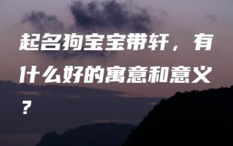 起名狗宝宝带轩，有什么好的寓意和意义？