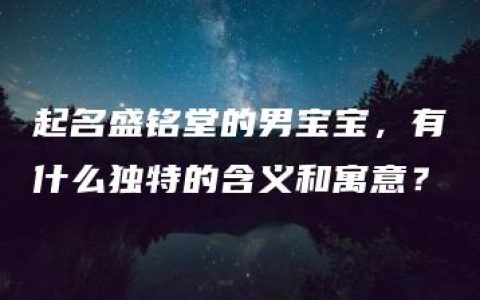 起名盛铭堂的男宝宝，有什么独特的含义和寓意？