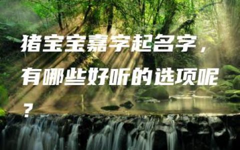 猪宝宝嘉字起名字，有哪些好听的选项呢？