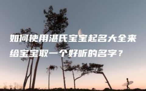 如何使用湛氏宝宝起名大全来给宝宝取一个好听的名字？