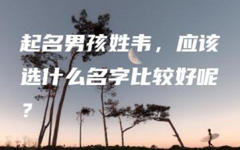 起名男孩姓韦，应该选什么名字比较好呢？