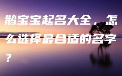 鹅宝宝起名大全，怎么选择最合适的名字？