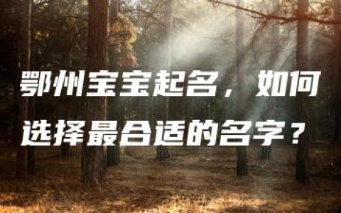 鄂州宝宝起名，如何选择最合适的名字？