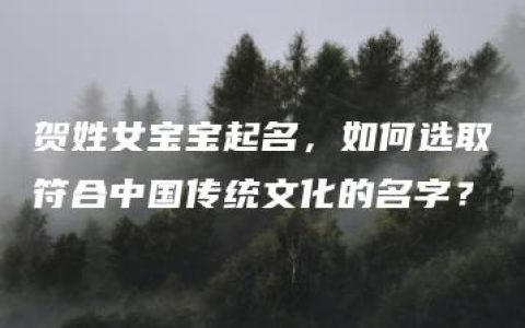 贺姓女宝宝起名，如何选取符合中国传统文化的名字？