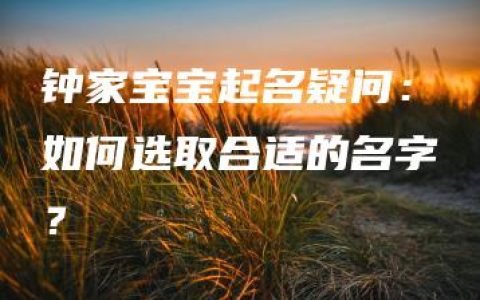 钟家宝宝起名疑问：如何选取合适的名字？