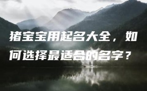 猪宝宝用起名大全，如何选择最适合的名字？