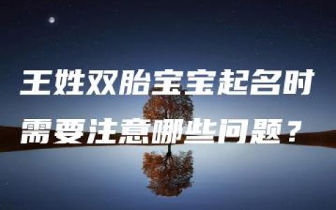 王姓双胎宝宝起名时需要注意哪些问题？