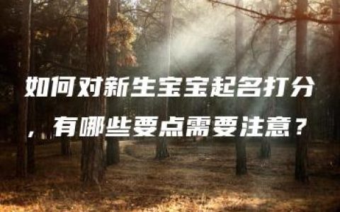 如何对新生宝宝起名打分，有哪些要点需要注意？