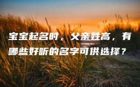 宝宝起名时，父亲姓高，有哪些好听的名字可供选择？