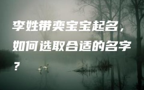 李姓带奕宝宝起名，如何选取合适的名字？