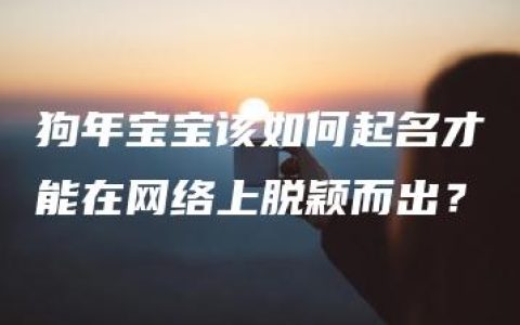 狗年宝宝该如何起名才能在网络上脱颖而出？