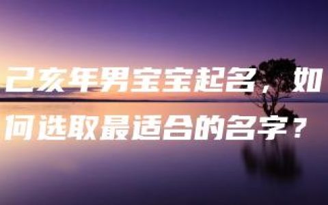 己亥年男宝宝起名，如何选取最适合的名字？