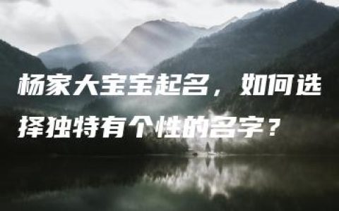 杨家大宝宝起名，如何选择独特有个性的名字？